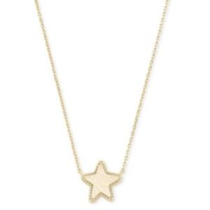 Kendra Scott Jae Star Pendant Necklace In Iridescent White Drusy w/ Bag